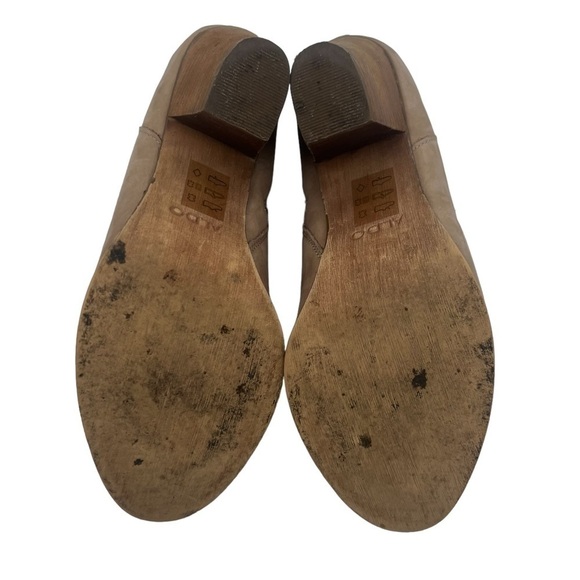 Aldo Tan Side Zip Block Heel Ankle Booties Size 7.5 Women's - Picture 9 of 9